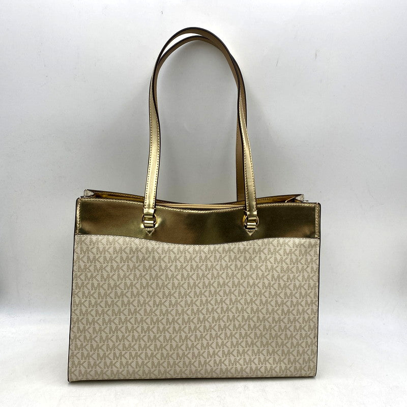 【中古品】【レディース】 Michael Kors マイケルコース MK SIGNATURE TOTE BAG 35F4GTVT3V MKシグネチャー トートバッグ カバン 鞄 188-250214-as-03-izu カラー：ゴールド×ホワイト 万代Net店