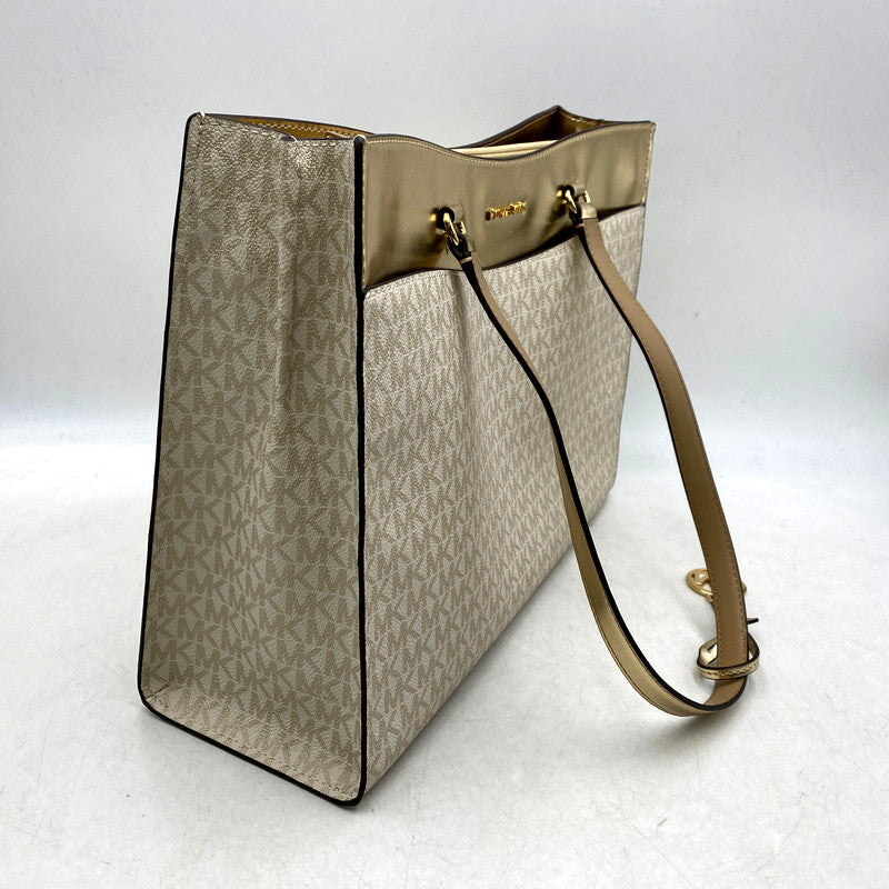 【中古品】【レディース】 Michael Kors マイケルコース MK SIGNATURE TOTE BAG 35F4GTVT3V MKシグネチャー トートバッグ カバン 鞄 188-250214-as-03-izu カラー：ゴールド×ホワイト 万代Net店