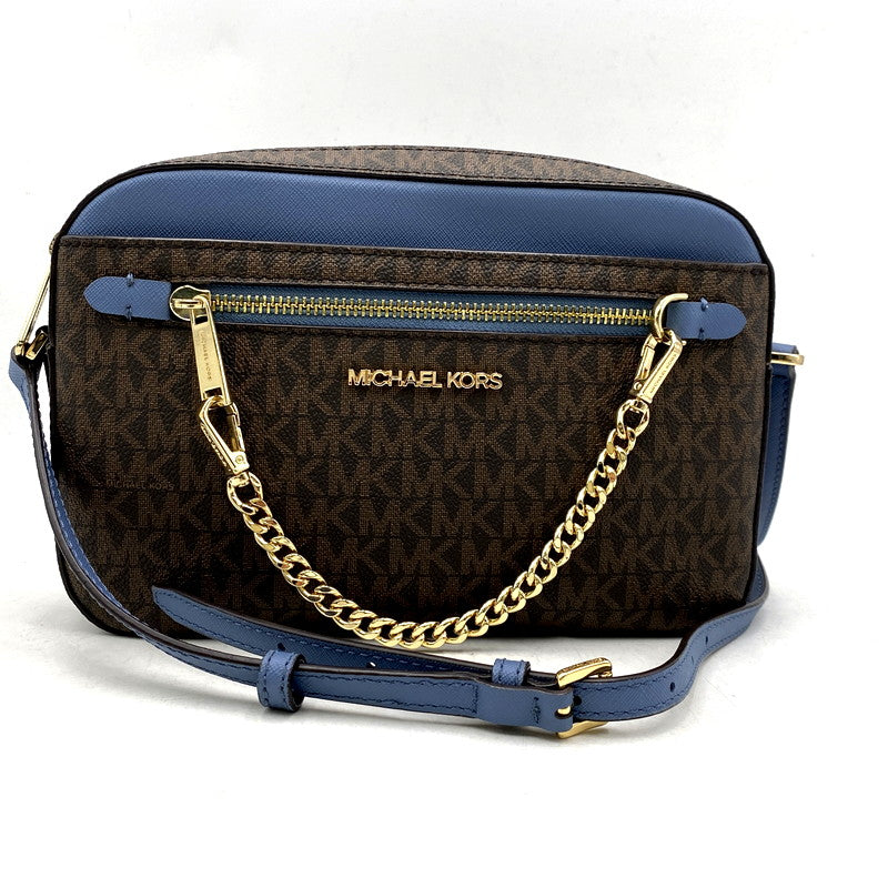 【中古品】【レディース】 Michael Kors マイケルコース MK SIGNATURE SHOULDER BAG 35S1GTTC9B MKシグネチャー ショルダーバッグ カバン 鞄 188-250214-as-06-izu カラー：ブラウン×ブルー 万代Net店