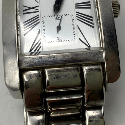 【中古品】【メンズ/レディース】 Emporio Armani エンポリオ・アルマーニ AR-0145 スクエア シルバー文字盤 クロノグラフ 腕時計 198-250214-as-21-izu カラー：シルバー 万代Net店