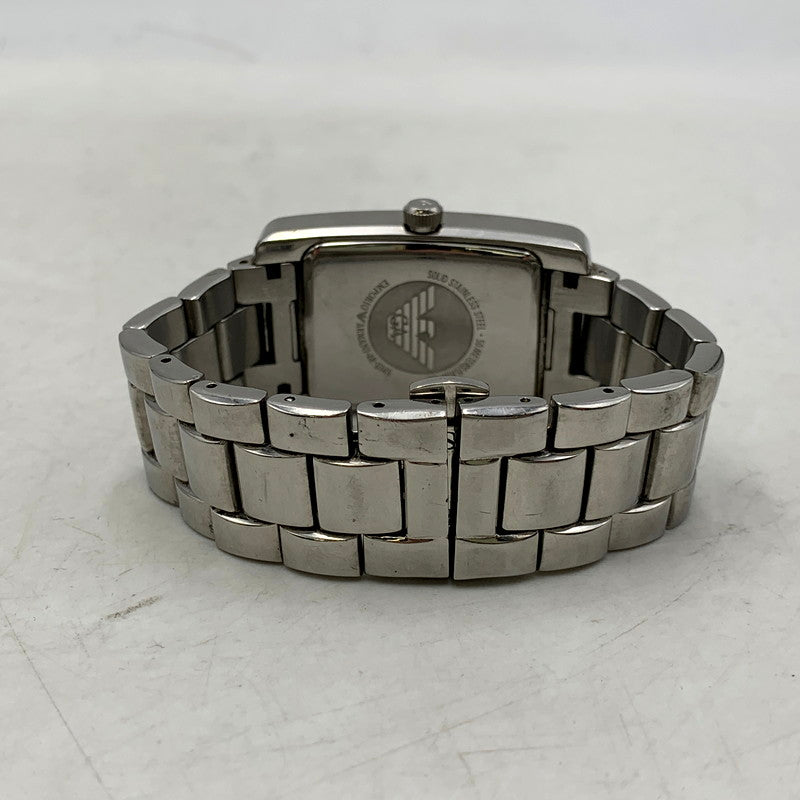 【中古品】【メンズ/レディース】 Emporio Armani エンポリオ・アルマーニ AR-0145 スクエア シルバー文字盤 クロノグラフ 腕時計 198-250214-as-21-izu カラー：シルバー 万代Net店