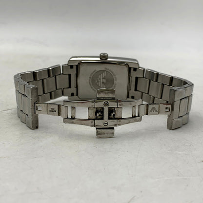 【中古品】【メンズ/レディース】 Emporio Armani エンポリオ・アルマーニ AR-0145 スクエア シルバー文字盤 クロノグラフ 腕時計 198-250214-as-21-izu カラー：シルバー 万代Net店