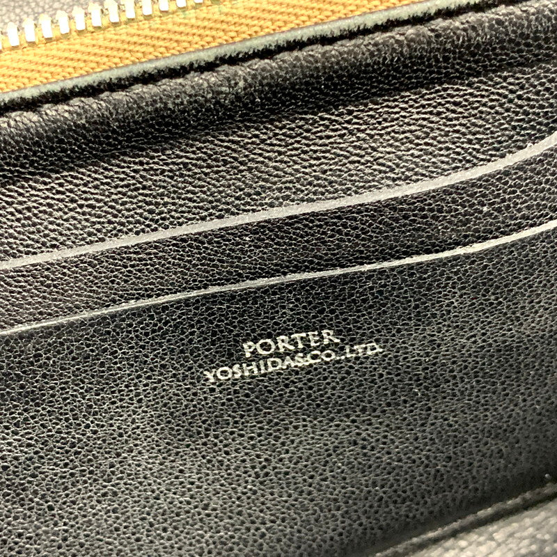 【中古品】【メンズ/レディース】 PORTER ポーター CRUST LEATHER LONG WALLET クラスト レザー ロングウォレット 長財布 201-250216-as-05-izu カラー：ブラック 万代Net店