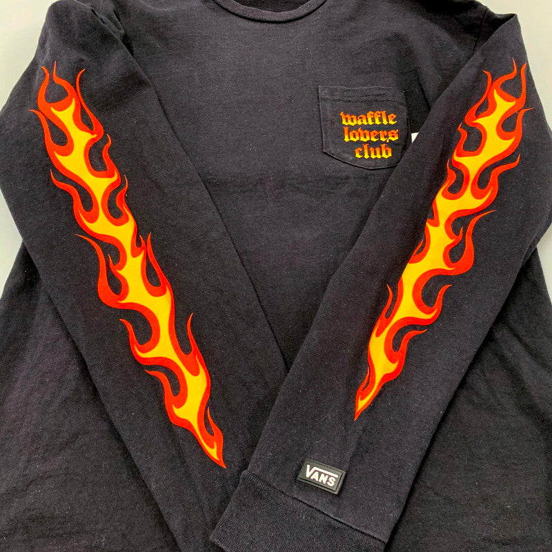 【中古品】【メンズ】 WTAPS ダブルタップス × VANS バンズ FLAME L/S TEE フレイム ロングスリーブ Tシャツ 長袖 トップス 142-250216-as-26-izu サイズ：03 カラー：ブラック 万代Net店