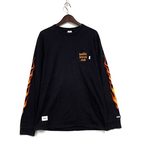 【中古品】【メンズ】 WTAPS ダブルタップス × VANS バンズ FLAME L/S TEE フレイム ロングスリーブ Tシャツ 長袖 トップス 142-250216-as-26-izu サイズ：03 カラー：ブラック 万代Net店