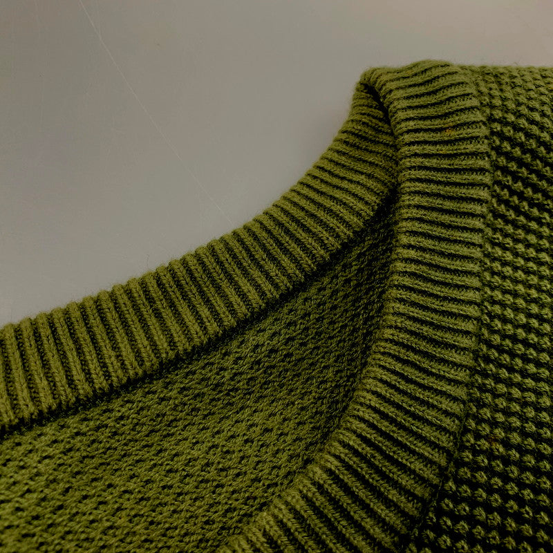 【中古品】【メンズ】 KANOKO MOSS STITCH CREW 2003-027 鹿の子 モスステッチ クルー 長袖 トップス 140-250216-as-29-izu サイズ：2 カラー：グリーン 万代Net店