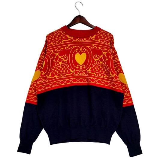 【現状渡し品】【メンズ】  CHRISTIAN DIOR MONSIEUR クリスチャンディオールムッシュ HEART KNIT SWEATER BIS-8912 41 ニット セーター 長袖 トップス 141-250216-as-17-izu サイズ：L カラー：レッド系 万代Net店