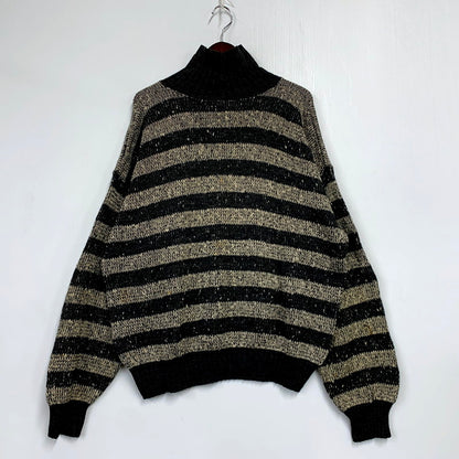 【中古品】【メンズ】 CROSSINGS クロッシングス 90S TURTLE NECK BORDER KNIT タートルネック ボーダーニット USA製 長袖 トップス 146-250216-as-31-izu サイズ：XL カラー：グレー系 万代Net店