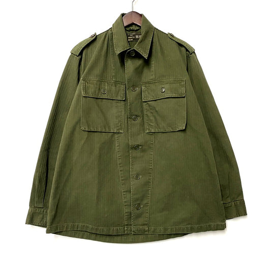 【中古品】【メンズ】  DUTCH ARMY ダッチアーミー オランダ軍 70S HERRINGBONE TWILL MILITARY JACKET ヘリンボーン ツイル ミリタリージャケット アウター 146-250218-as-11-izu サイズ：96-100 カラー：グリーン 万代Net店