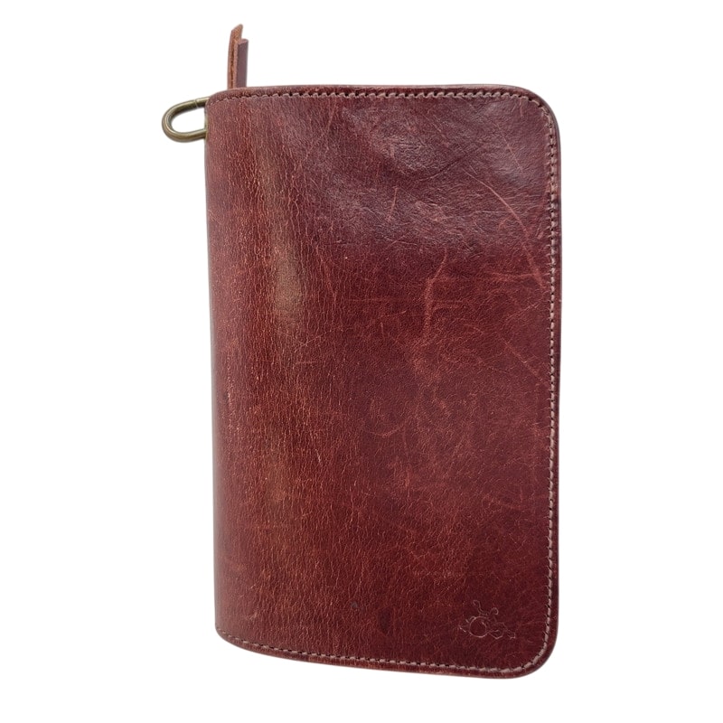 【中古品】【メンズ/レディース】 革蛸謹製 MIDDLE LEATHER WALLET ミドル レザー ウォレット 紅月 財布 200-250219-as-35-izu カラー：レッドブラウン系 万代Net店