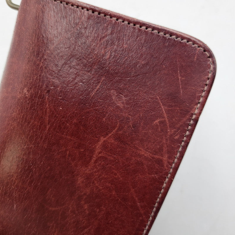 【中古品】【メンズ/レディース】  革蛸謹製 MIDDLE LEATHER WALLET ミドル レザー ウォレット 紅月 財布 200-250219-as-35-izu カラー：レッドブラウン系 万代Net店