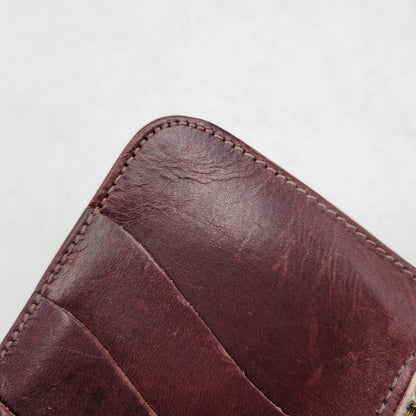 【中古品】【メンズ/レディース】 革蛸謹製 MIDDLE LEATHER WALLET ミドル レザー ウォレット 紅月 財布 200-250219-as-35-izu カラー：レッドブラウン系 万代Net店