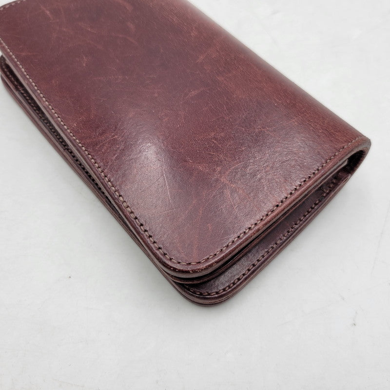 【中古品】【メンズ/レディース】  革蛸謹製 MIDDLE LEATHER WALLET ミドル レザー ウォレット 紅月 財布 200-250219-as-35-izu カラー：レッドブラウン系 万代Net店