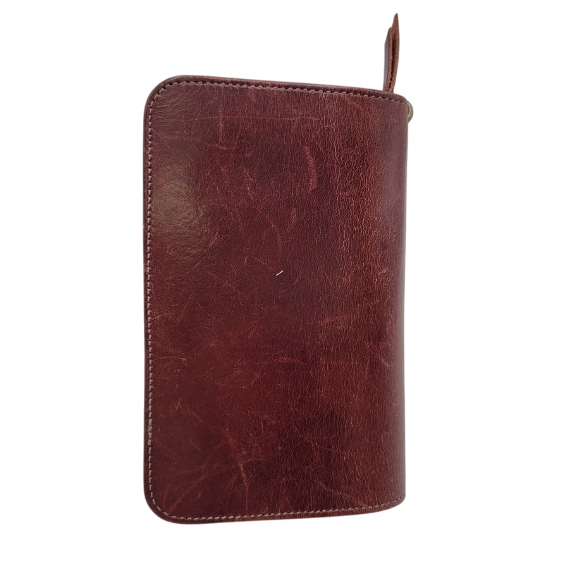 【中古品】【メンズ/レディース】 革蛸謹製 MIDDLE LEATHER WALLET ミドル レザー ウォレット 紅月 財布 200-250219-as-35-izu カラー：レッドブラウン系 万代Net店