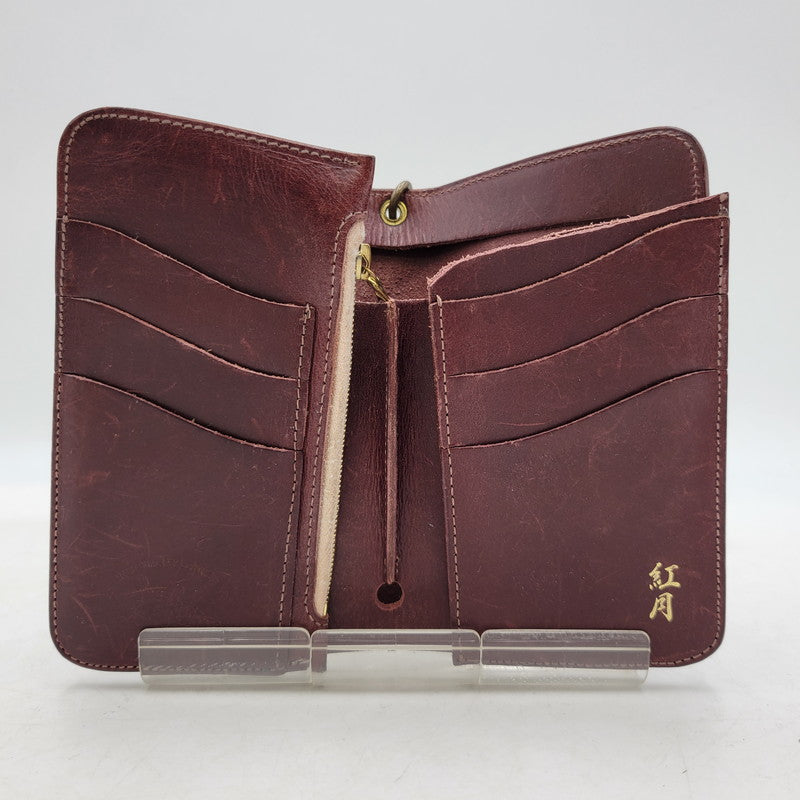 【中古品】【メンズ/レディース】 革蛸謹製 MIDDLE LEATHER WALLET ミドル レザー ウォレット 紅月 財布 200-250219-as-35-izu カラー：レッドブラウン系 万代Net店