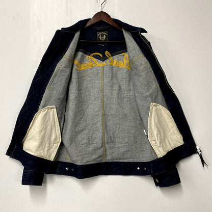 【中古品】【メンズ】  SKULL FLIGHT スカルフライト × REALDEAL リアルディール RIDERS STRETCH G JACKET ライダース ストレッチ Gジャケット 別注 デニム アウター 145-250218-as-16-izu サイズ：40 カラー：インディゴ 万代Net店