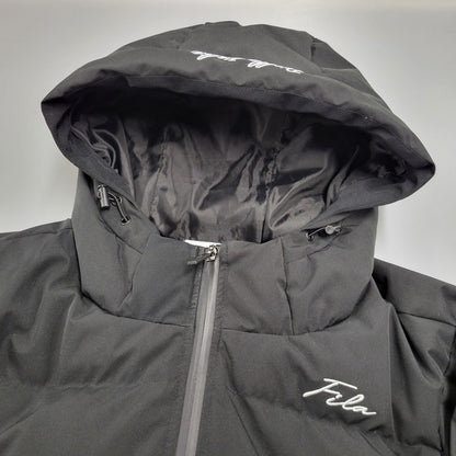 【中古品】【メンズ】 FILA フィラ HOODED DOWN JACKET FH7942 フーデッド ダウンジャケット アウター 148-250219-as-41-izu サイズ：LL カラー：ブラック 万代Net店