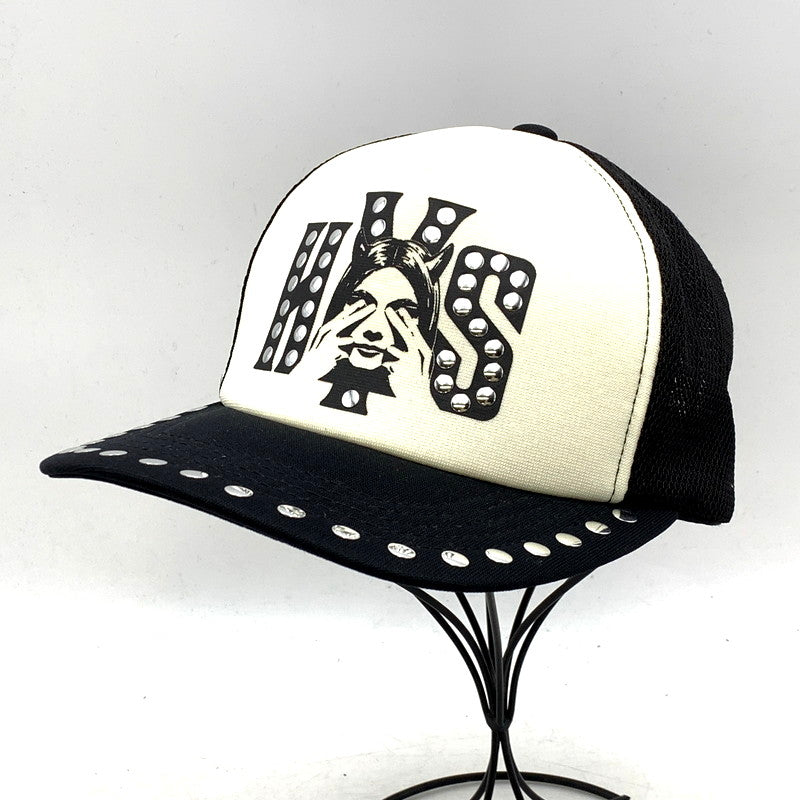 【中古品】【メンズ/レディース】 HYSTERIC GLAMOUR ヒステリックグラマー SEE NO EVIL STUDS MESH CAP 01241QH02 スタッズ メッシュ キャップ 帽子 185-250222-as-07-izu サイズ：FREE カラー：ブラック×ホワイト 万代Net店