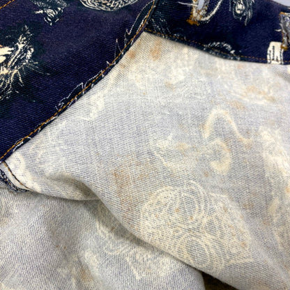 【現状渡し品】【メンズ】 GAULTIER JEAN'S ゴルチェジーンズ TATTOO GRAPHIC PRINT SHORT TRUCKER JACKET タトゥー グラフィック プリント ショート トラッカージャケット 日本製 168-250223-as-16-izu サイズ：48 カラー：ネイビー系 万代Net店