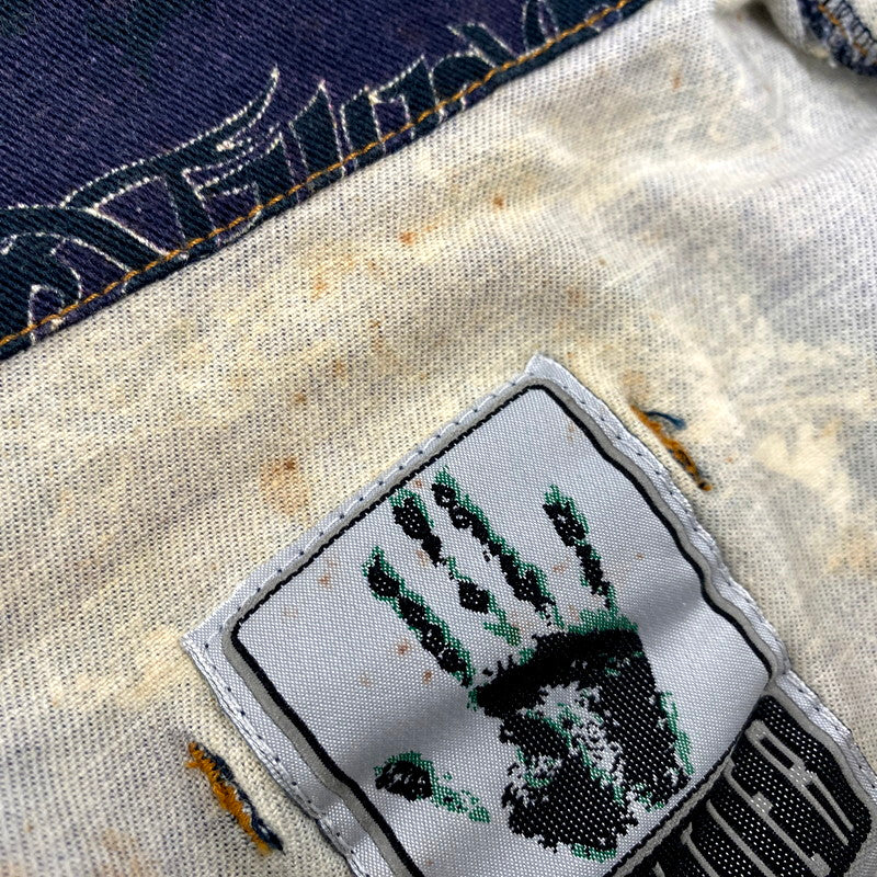 【現状渡し品】【メンズ】 GAULTIER JEAN'S ゴルチェジーンズ TATTOO GRAPHIC PRINT SHORT TRUCKER JACKET タトゥー グラフィック プリント ショート トラッカージャケット 日本製 168-250223-as-16-izu サイズ：48 カラー：ネイビー系 万代Net店