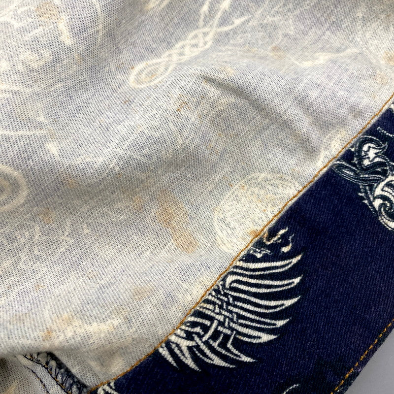 【現状渡し品】【メンズ】 GAULTIER JEAN'S ゴルチェジーンズ TATTOO GRAPHIC PRINT SHORT TRUCKER JACKET タトゥー グラフィック プリント ショート トラッカージャケット 日本製 168-250223-as-16-izu サイズ：48 カラー：ネイビー系 万代Net店