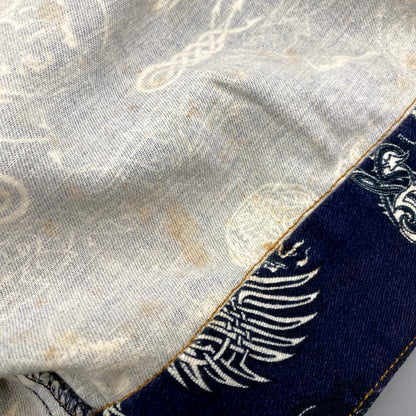 【現状渡し品】【メンズ】 GAULTIER JEAN'S ゴルチェジーンズ TATTOO GRAPHIC PRINT SHORT TRUCKER JACKET タトゥー グラフィック プリント ショート トラッカージャケット 日本製 168-250223-as-16-izu サイズ：48 カラー：ネイビー系 万代Net店