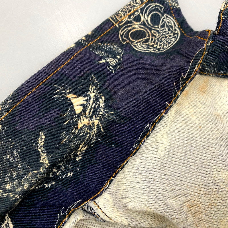 【現状渡し品】【メンズ】 GAULTIER JEAN'S ゴルチェジーンズ TATTOO GRAPHIC PRINT SHORT TRUCKER JACKET タトゥー グラフィック プリント ショート トラッカージャケット 日本製 168-250223-as-16-izu サイズ：48 カラー：ネイビー系 万代Net店