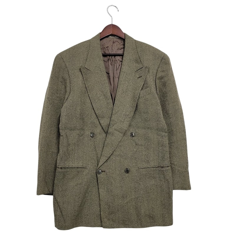 【中古品】【メンズ】 Emporio Armani エンポリオ・アルマーニ RAYON WOOL BLEND DOUBLE TAILORED JACKET レーヨン ウール ブレンド ダブル テーラードジャケット 141-250224-as-01-izu サイズ：46REG カラー：カーキ系 万代Net店