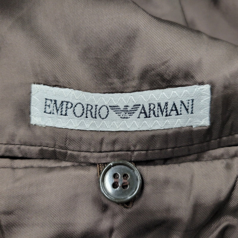 【中古品】【メンズ】 Emporio Armani エンポリオ・アルマーニ RAYON WOOL BLEND DOUBLE TAILORED JACKET レーヨン ウール ブレンド ダブル テーラードジャケット 141-250224-as-01-izu サイズ：46REG カラー：カーキ系 万代Net店