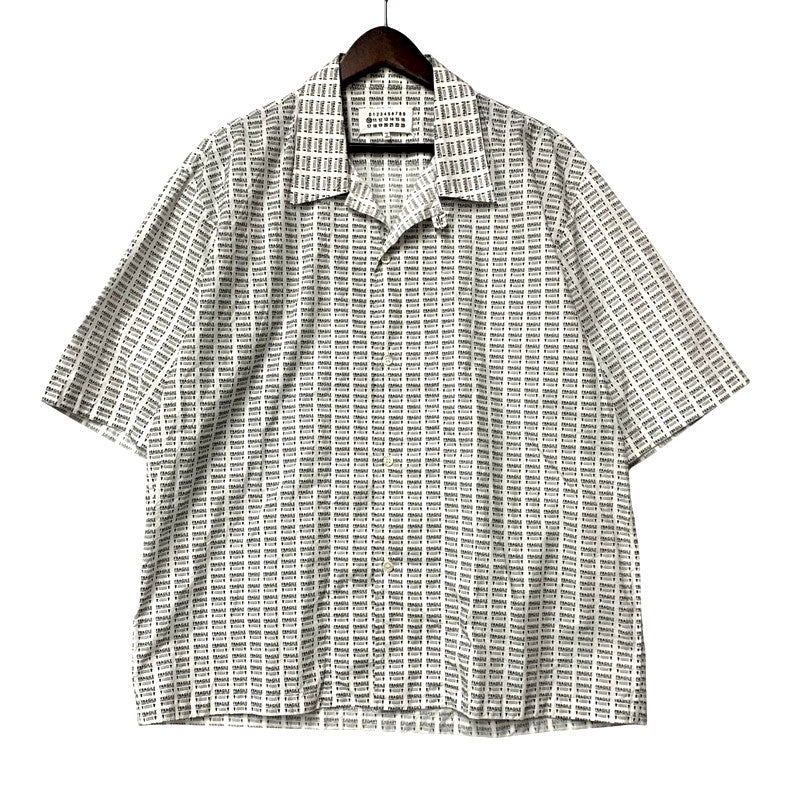 【中古品】【メンズ】  MAISON MARGIELA メゾン マルジェラ 19AW FRAGILE PRINT VACATION SHIRT S50DL0385 プリント バケーション シャツ 半袖 トップス 141-250222-as-19-izu サイズ：43 カラー：ホワイト系 万代Net店