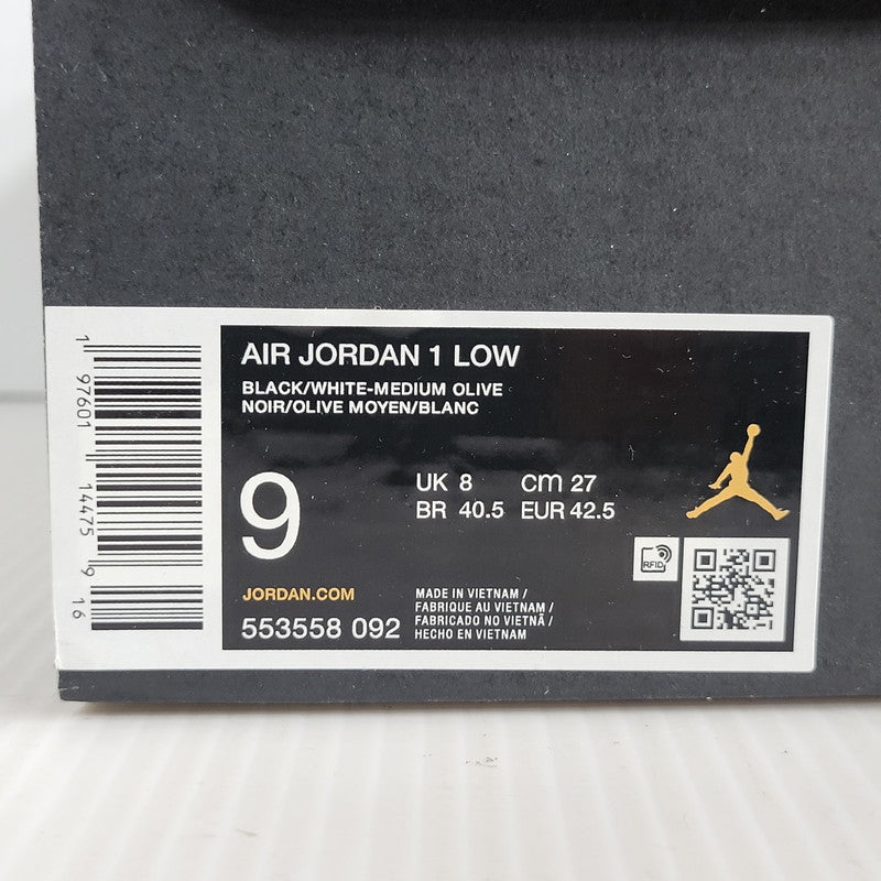 【中古美品】【メンズ】 NIKE ナイキ AIR JORDAN 1 LOW 553558-092 エア ジョーダン 1 ロー スニーカー シューズ 靴 160-250223-as-08-izu サイズ：27cm カラー：BLACK/WHITE-MEDIUM OLIVE 万代Net店