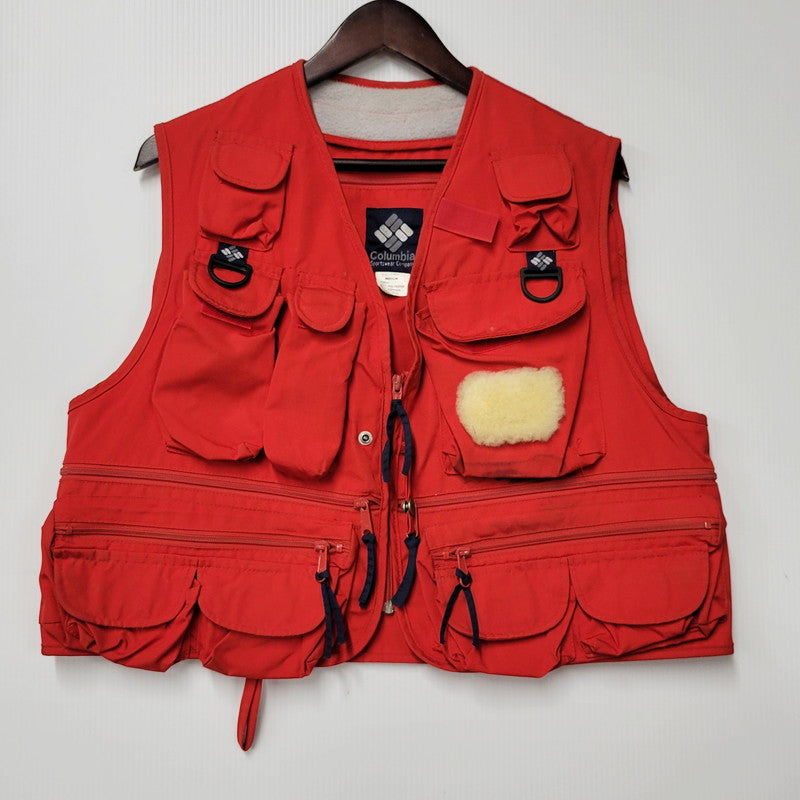 【現状渡し品】【メンズ】 Columbia コロンビア 80S FISHING VEST 80年代 フィッシングベスト トップス 144-250224-ma-05-izu サイズ：M カラー：赤 万代Net店