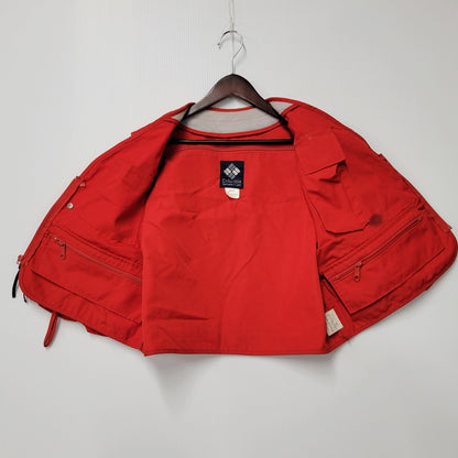 【現状渡し品】【メンズ】 Columbia コロンビア 80S FISHING VEST 80年代 フィッシングベスト トップス 144-250224-ma-05-izu サイズ：M カラー：赤 万代Net店