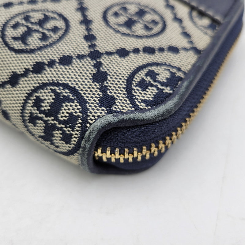 【中古品】【レディース】 Tory Burch トリーバーチ T MONOGRAM JACQUARD ZIP CONTINENTAL WALLET Tモノグラム ジャカード ジップ コンチネンタル ウォレット 長財布 200-250227-as-36-izu カラー：ネイビー系 万代Net店