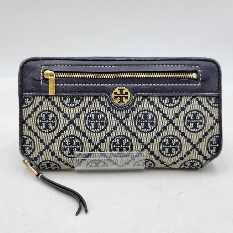 【中古品】【レディース】 Tory Burch トリーバーチ T MONOGRAM JACQUARD ZIP CONTINENTAL WALLET Tモノグラム ジャカード ジップ コンチネンタル ウォレット 長財布 200-250227-as-36-izu カラー：ネイビー系 万代Net店