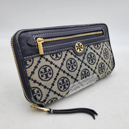 【中古品】【レディース】 Tory Burch トリーバーチ T MONOGRAM JACQUARD ZIP CONTINENTAL WALLET Tモノグラム ジャカード ジップ コンチネンタル ウォレット 長財布 200-250227-as-36-izu カラー：ネイビー系 万代Net店