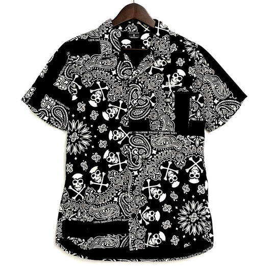 【中古品】【メンズ】 BOUNTY HUNTER バウンティーハンター SS PAISLEY OPEN COLLAR SHIRT ショートスリーブ ペイズリー オープンカラーシャツ 日本製 半袖 トップス 142-250224-as-19-izu サイズ：S カラー：ブラック系 万代Net店