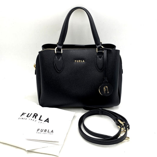 【中古品】【レディース】 Furla フルラ MINERVA S TOTE VITELLO 8050597051383 ハンドバッグ ショルダーバッグ カバン 鞄 188-250224-as-22-izu カラー：ブラック 万代Net店