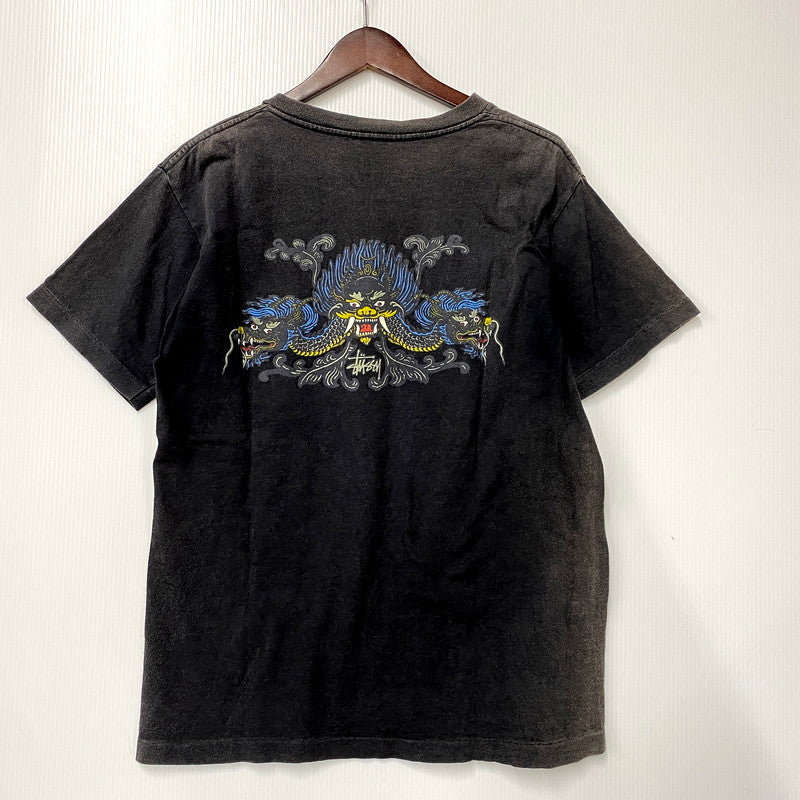 【現状渡し品】【メンズ】  OLD STUSSY オールド ステューシー USA製 アメリカ製 紺タグ 90s DRAGON SS TEE ドラゴンショートスリーブＴシャツ 142-250302-ya-07-izu サイズ：M カラー：グレー 万代Net店