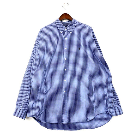 【中古品】【メンズ】 RALPH LAUREN ラルフローレン 90S BLAKE LS BD CHECK SHIRT ブレイク ロングスリーブ ボタンダウン チェックシャツ 長袖 トップス 146-250301-as-27-izu サイズ：XL カラー：ブルー系 万代Net店