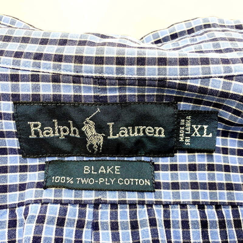 【中古品】【メンズ】 RALPH LAUREN ラルフローレン 90S BLAKE LS BD CHECK SHIRT ブレイク ロングスリーブ ボタンダウン チェックシャツ 長袖 トップス 146-250301-as-27-izu サイズ：XL カラー：ブルー系 万代Net店