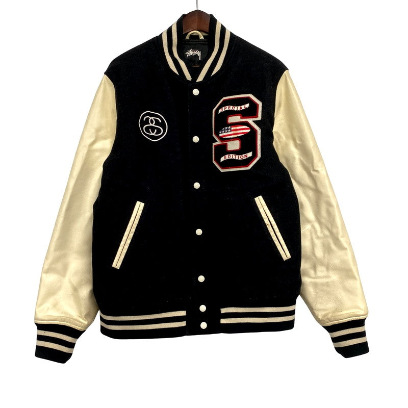 【現状渡し品】【メンズ】 STUSSY ステューシー HOMEBOY VARSITY JACKET バーシティジャケット アウター 142-250225-as-05-izu サイズ：L カラー：ブラック×ホワイト 万代Net店