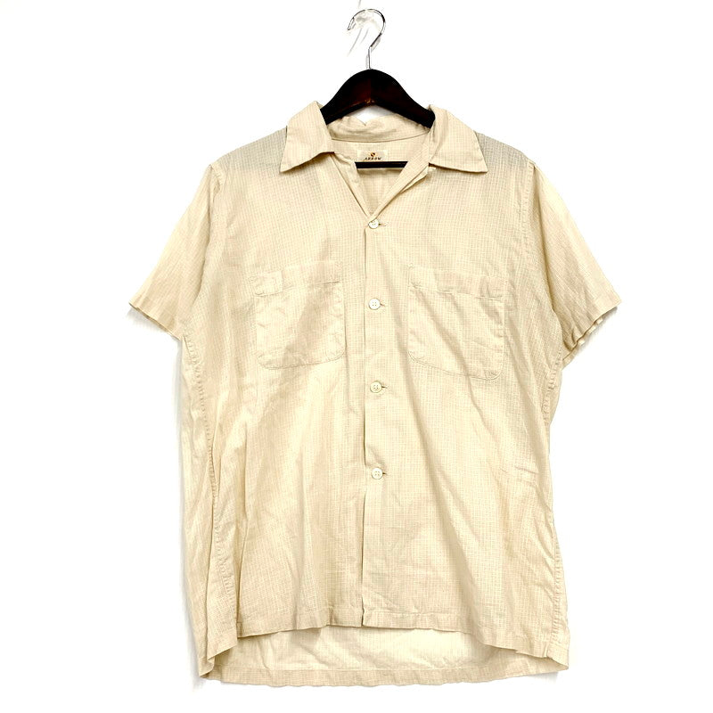 【中古品】【メンズ】 ARROW アロー 50-60S SS OPEN COLLAR SHIRT ショートスリーブ オープンカラーシャツ USA製 半袖 トップス 146-250301-as-28-izu サイズ：M カラー：ベージュ 万代Net店