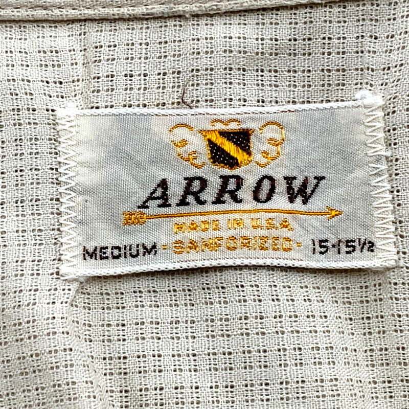 【中古品】【メンズ】 ARROW アロー 50-60S SS OPEN COLLAR SHIRT ショートスリーブ オープンカラーシャツ USA製 半袖 トップス 146-250301-as-28-izu サイズ：M カラー：ベージュ 万代Net店