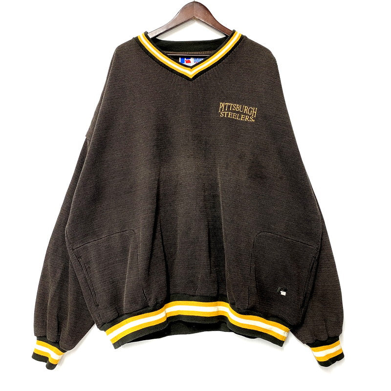 【中古品】【メンズ】  RUSSELL ATHLETIC ラッセルアスレティック 90S HEAVY WEIGHT THERMAL PILLOVER 90年代 ヘビーウェイトサーマルプルオーバー トップス 長袖 146-250302-ma-14-izu サイズ：XXL カラー：茶 万代Net店