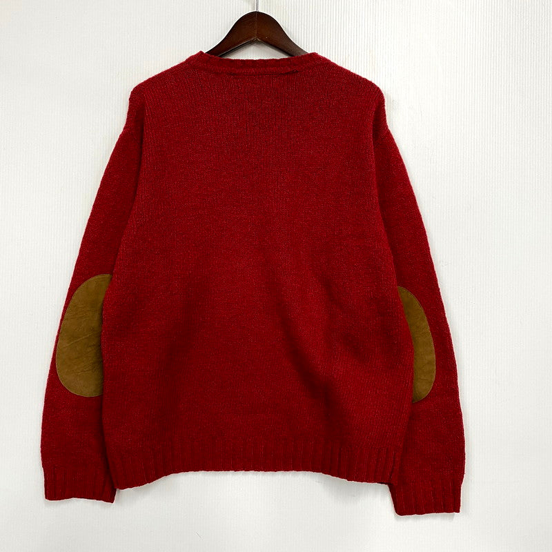 【中古品】【メンズ】 Polo by Ralph Lauren ポロバイラルフローレン 90S ALPACA BLEND ELBOW PATCH V-NECK KNIT SWEATER アルパカブレンド エルボーパッチ Vネック ニットセーター ペルー製 長袖 トップス 146-250225-as-11-izu サイズ：M カラー：レッド 万代Net店