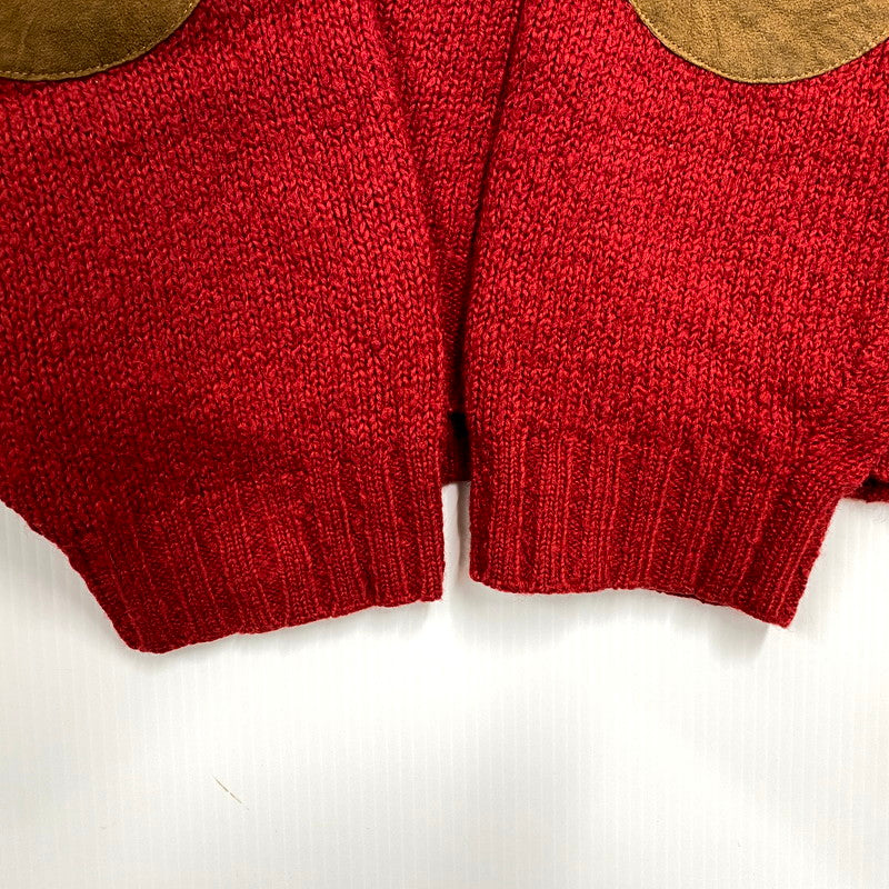 【中古品】【メンズ】 Polo by Ralph Lauren ポロバイラルフローレン 90S ALPACA BLEND ELBOW PATCH V-NECK KNIT SWEATER アルパカブレンド エルボーパッチ Vネック ニットセーター ペルー製 長袖 トップス 146-250225-as-11-izu サイズ：M カラー：レッド 万代Net店