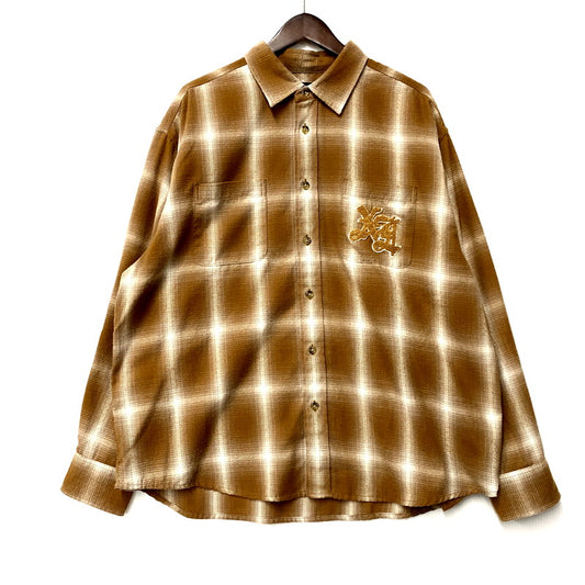 【中古品】【メンズ】 XLARGE エクストララージ 101213014002 PATCHED FLANNEL SHIRT パッチドフランネルシャツ トップス 長袖 142-250302-ma-17-izu サイズ：L カラー：茶 万代Net店