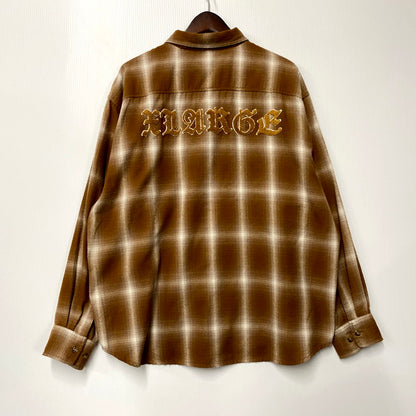 【中古品】【メンズ】 XLARGE エクストララージ 101213014002 PATCHED FLANNEL SHIRT パッチドフランネルシャツ トップス 長袖 142-250302-ma-17-izu サイズ：L カラー：茶 万代Net店