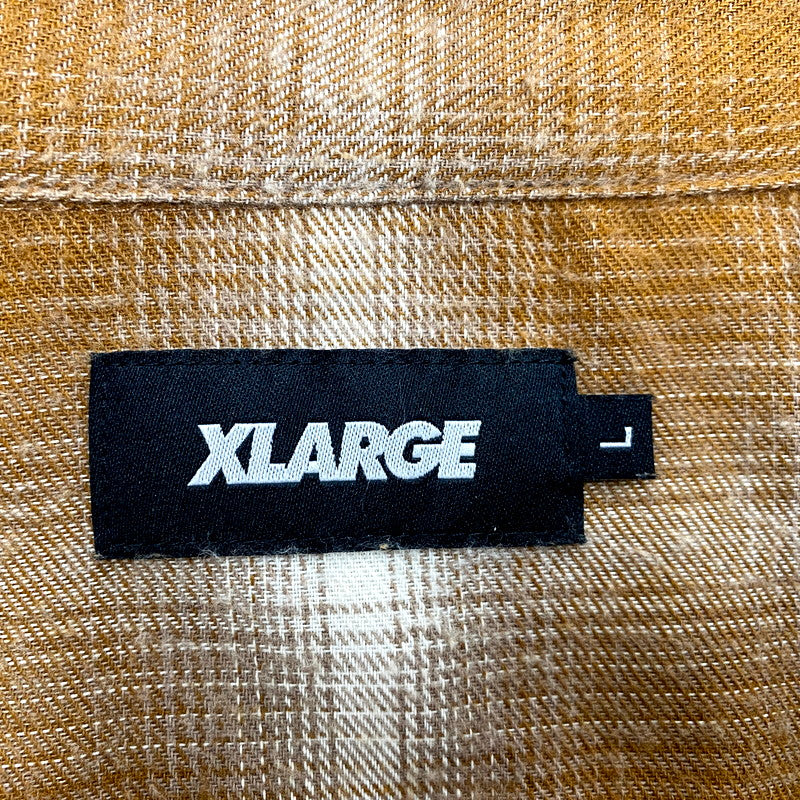 【中古品】【メンズ】 XLARGE エクストララージ 101213014002 PATCHED FLANNEL SHIRT パッチドフランネルシャツ トップス 長袖 142-250302-ma-17-izu サイズ：L カラー：茶 万代Net店